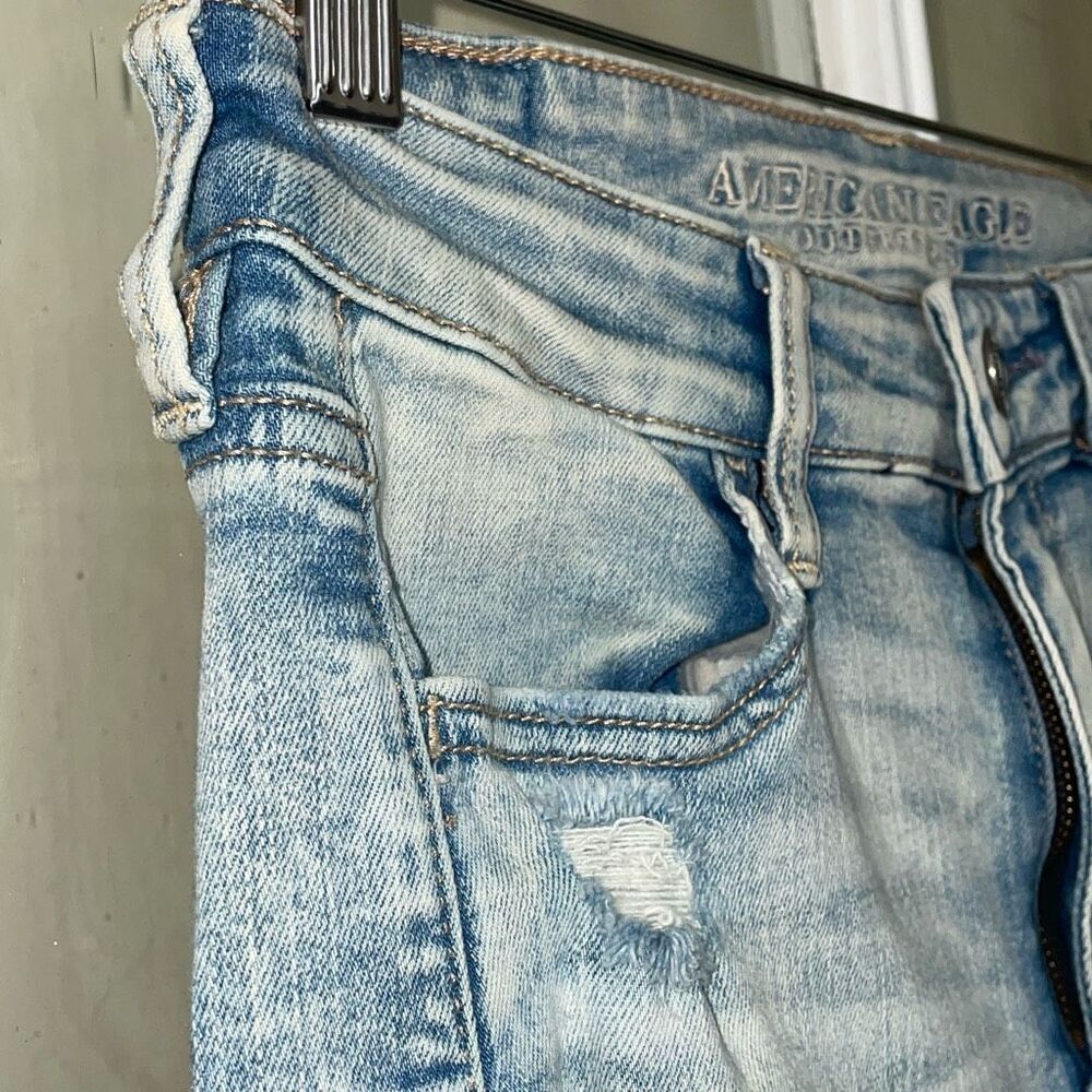 America Eagle next level stretch distressed hi rise jegging crop size 4 short - Picture 6 of 14